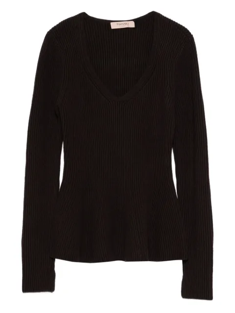 TWINSET — V-neck ribbed sweater