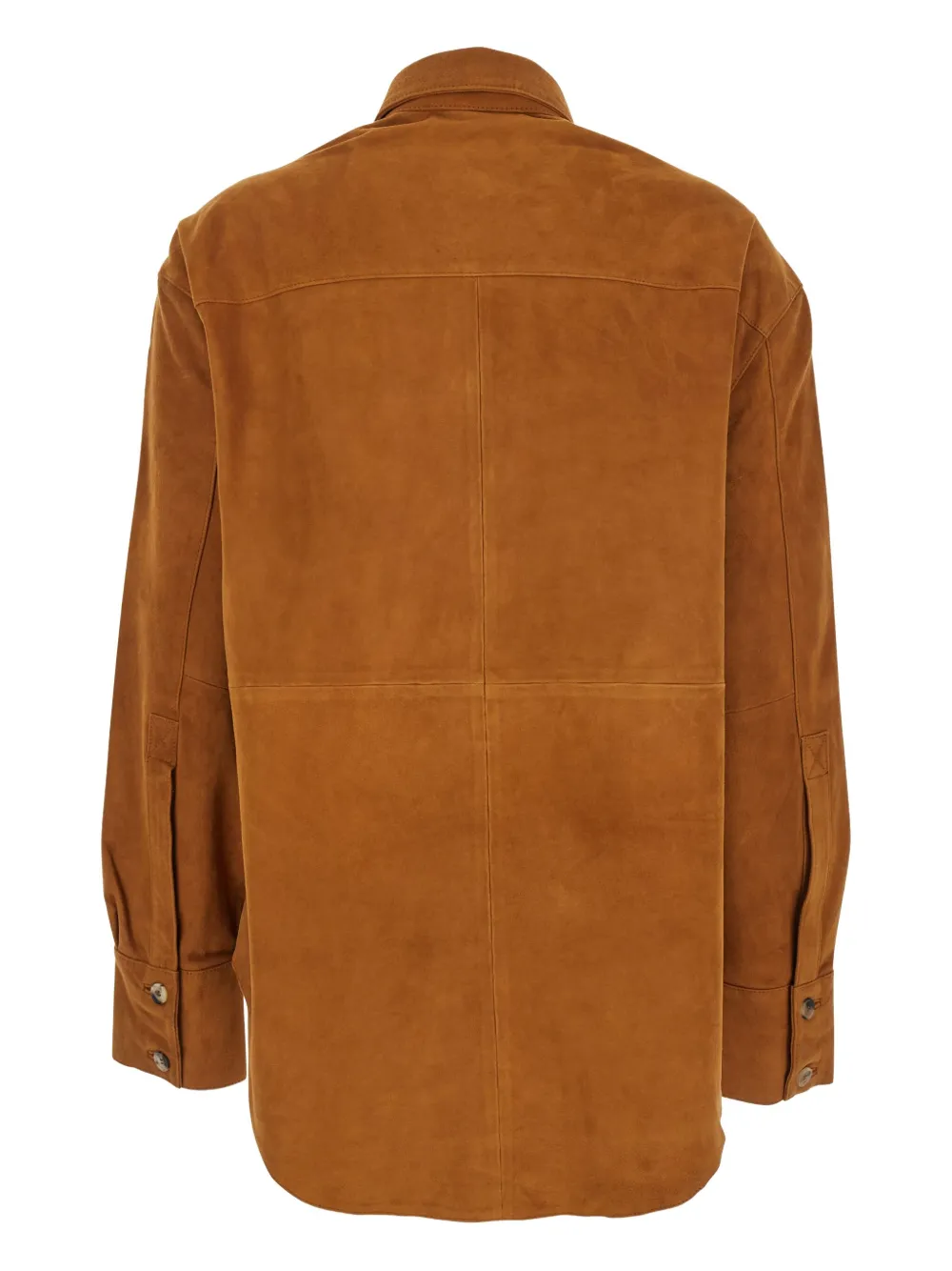 Tela Brown Jacket With Classic Collar In Suede Woman In Brown