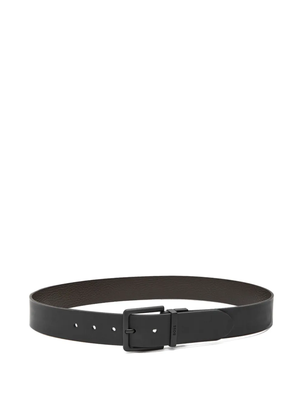 BOSS logo-engraved leather belt | Black | Image 1