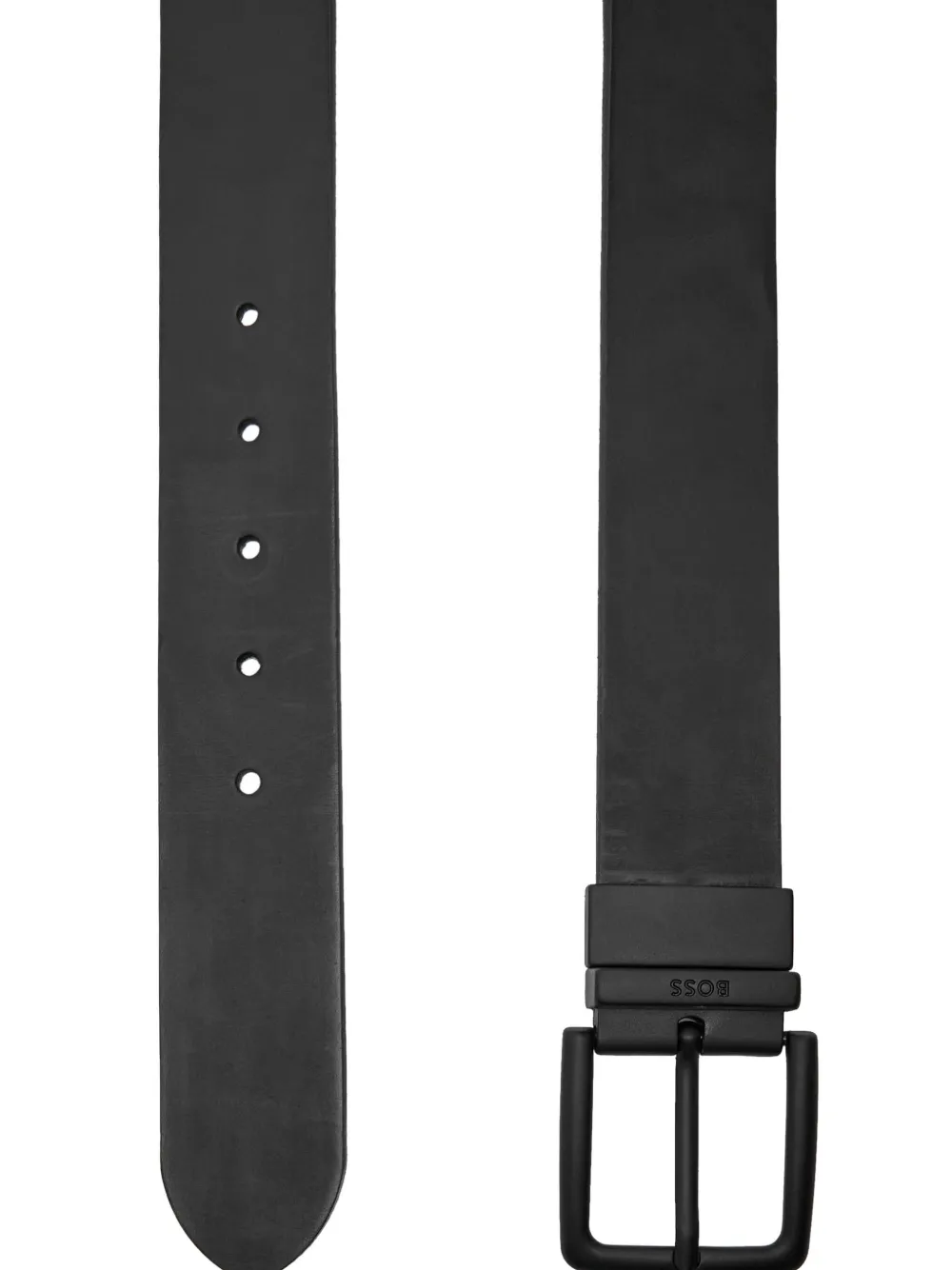 BOSS Leren riem met gegraveerd logo - Zwart