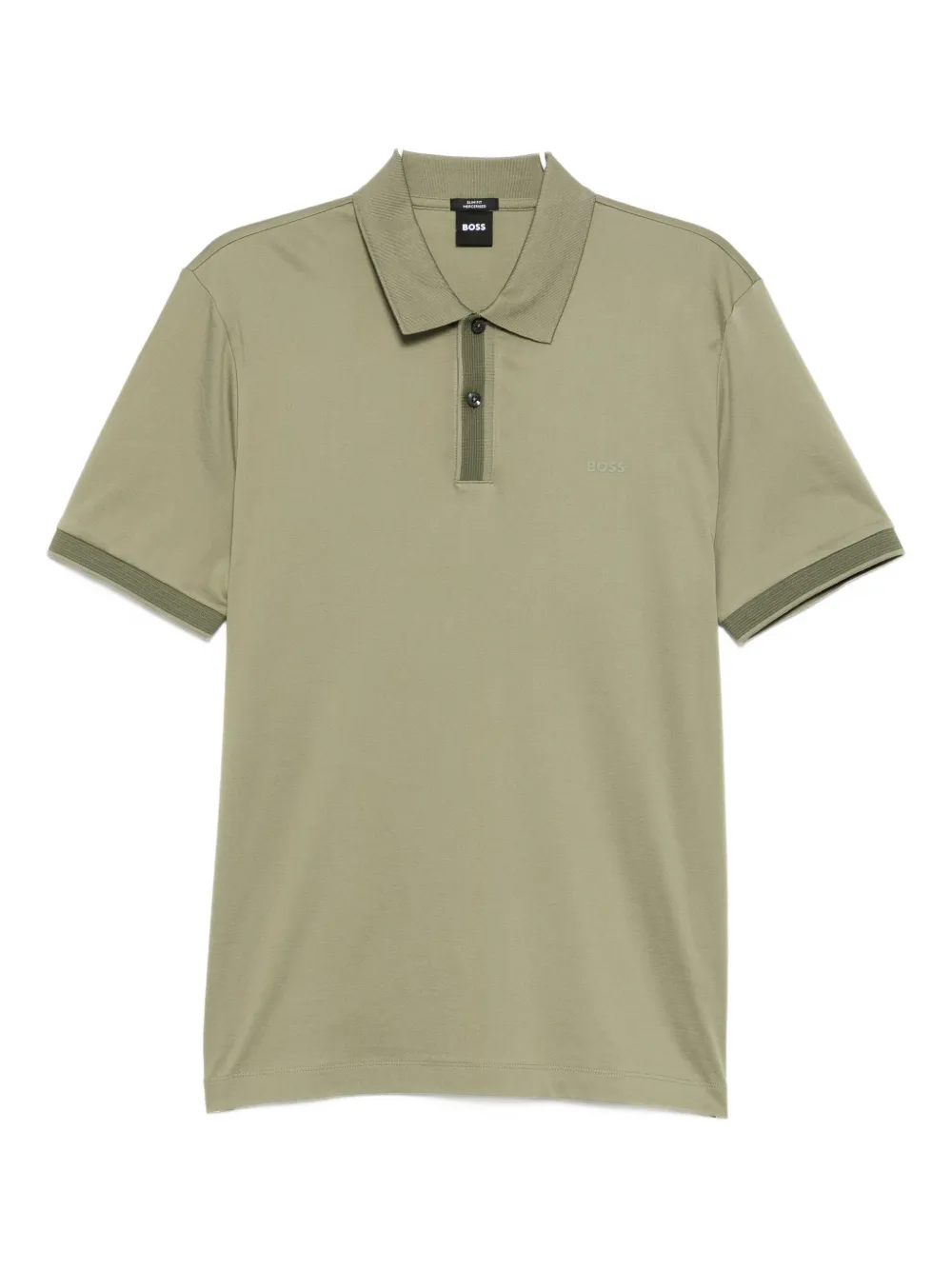 Hugo Boss Mercerized-cotton Polo Shirt With Two-tone Monograms In Green