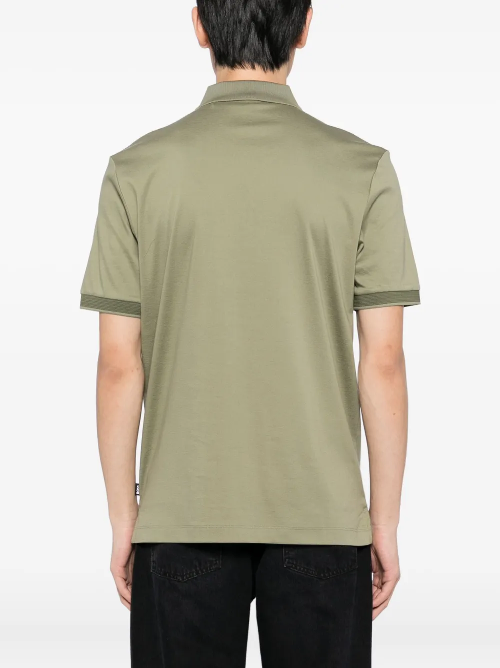 Hugo Boss Mercerized-cotton Polo Shirt With Two-tone Monograms In Green