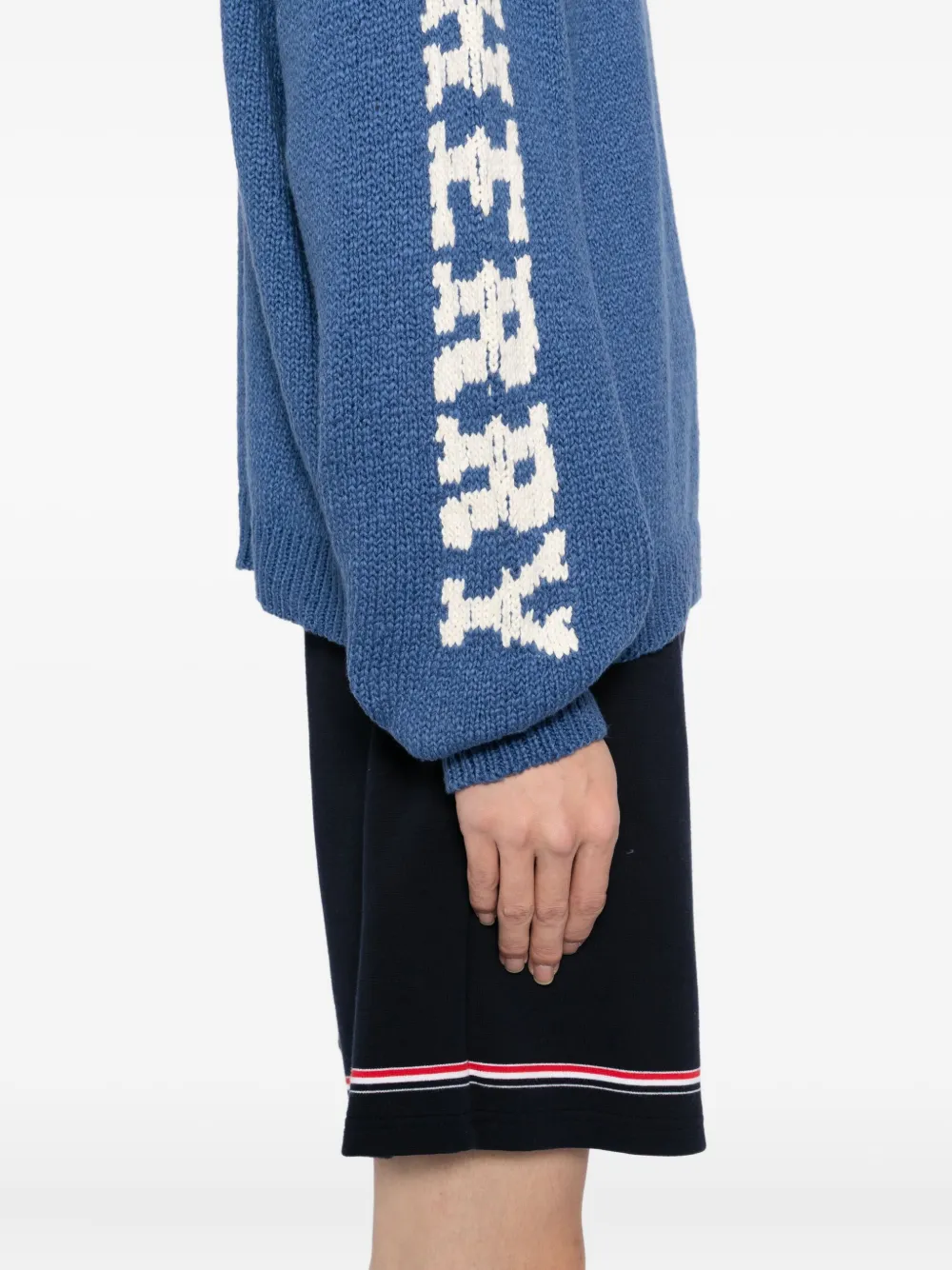 Cherry La Logo Print Sleeve Jumper In Blue