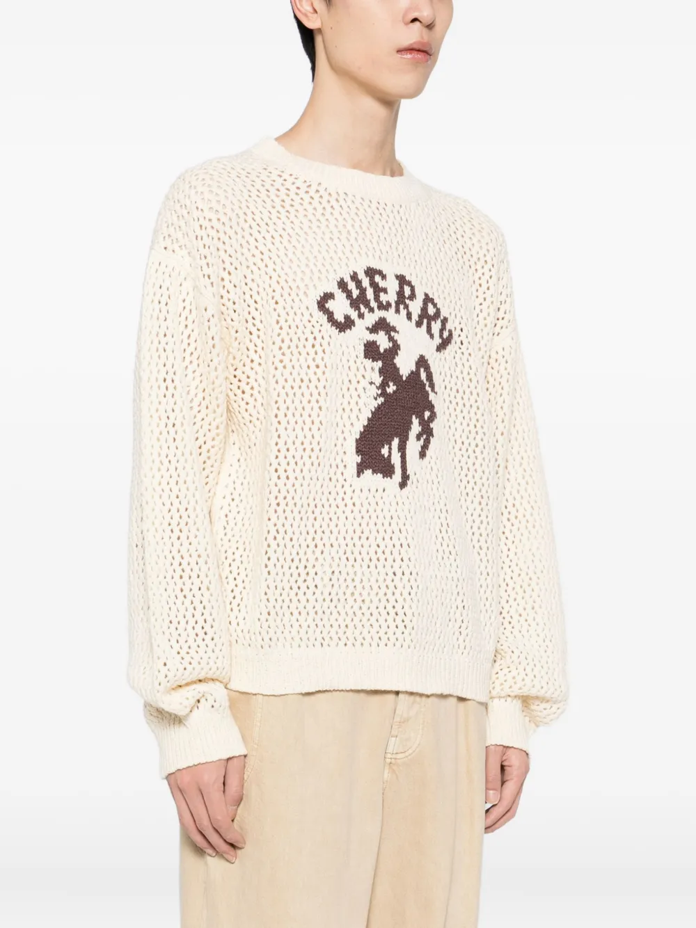 Cherry La Logo-embroidered Jumper In Neutral