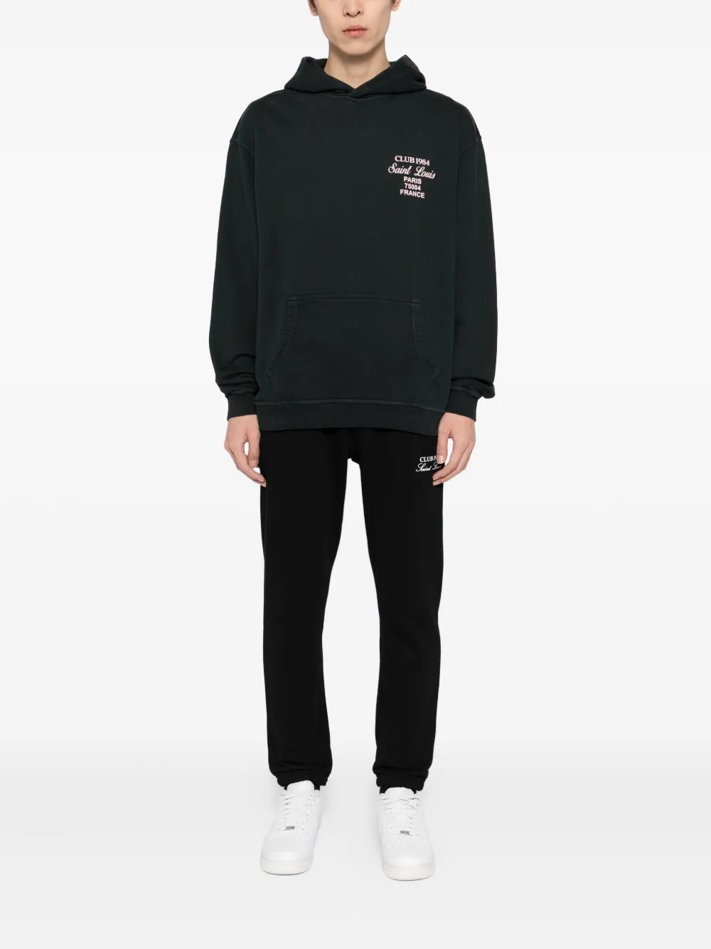 Club 1984 Rue Amore Script Hoodie In Black