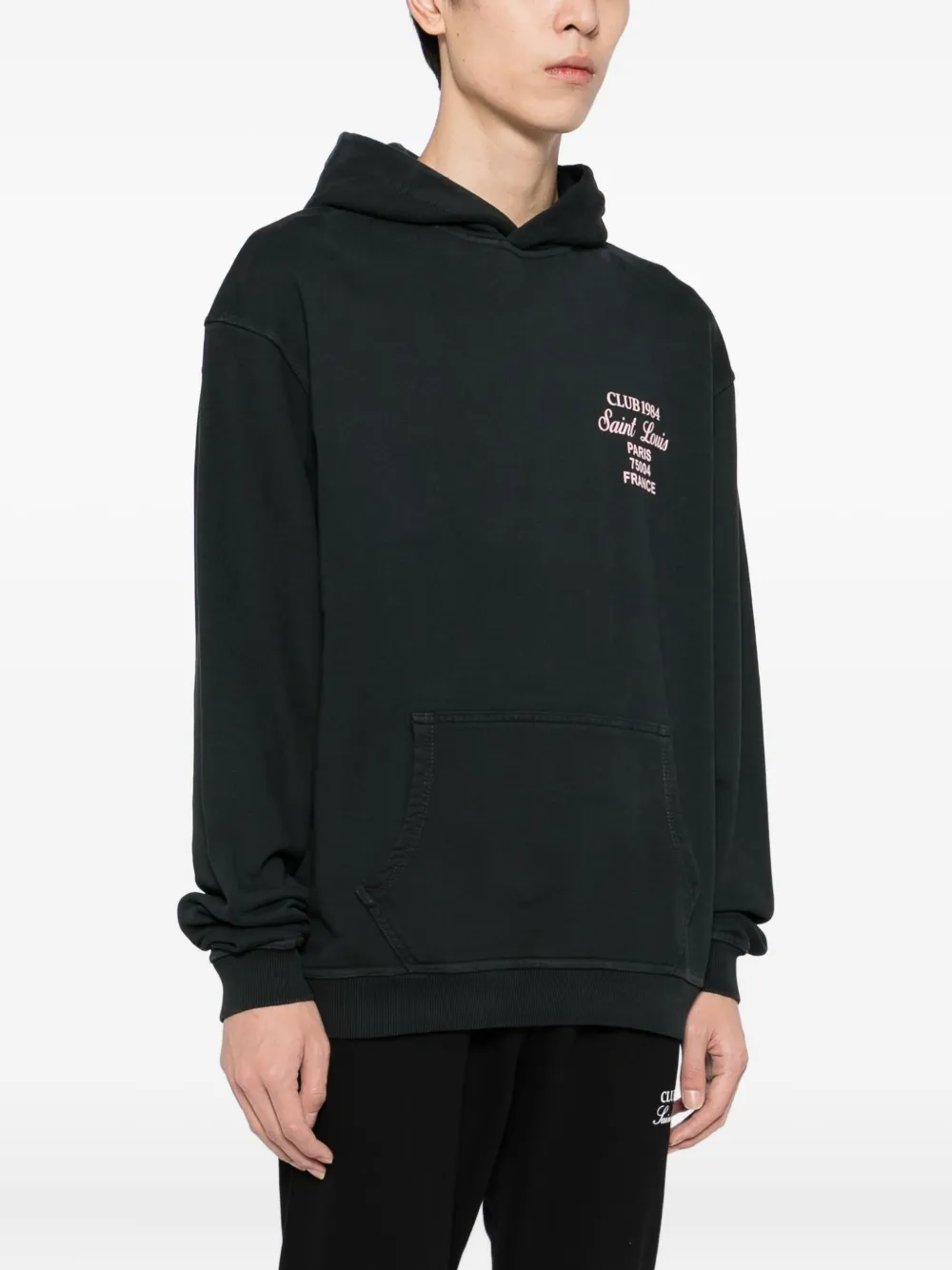 Club 1984 Rue Amore Script Hoodie In Black