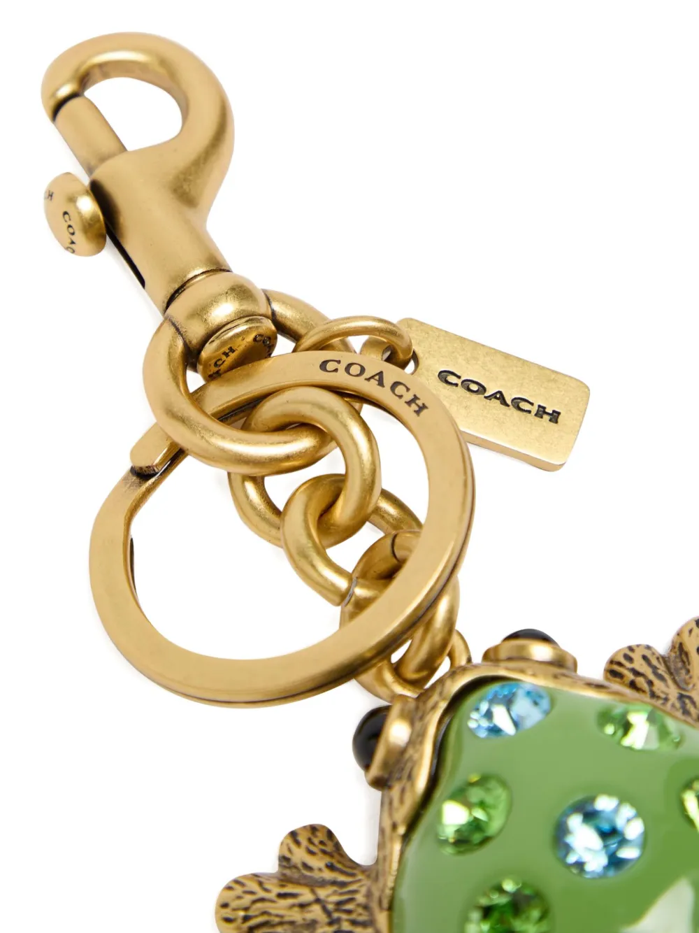 Coach Resin Frog Keyring In Green