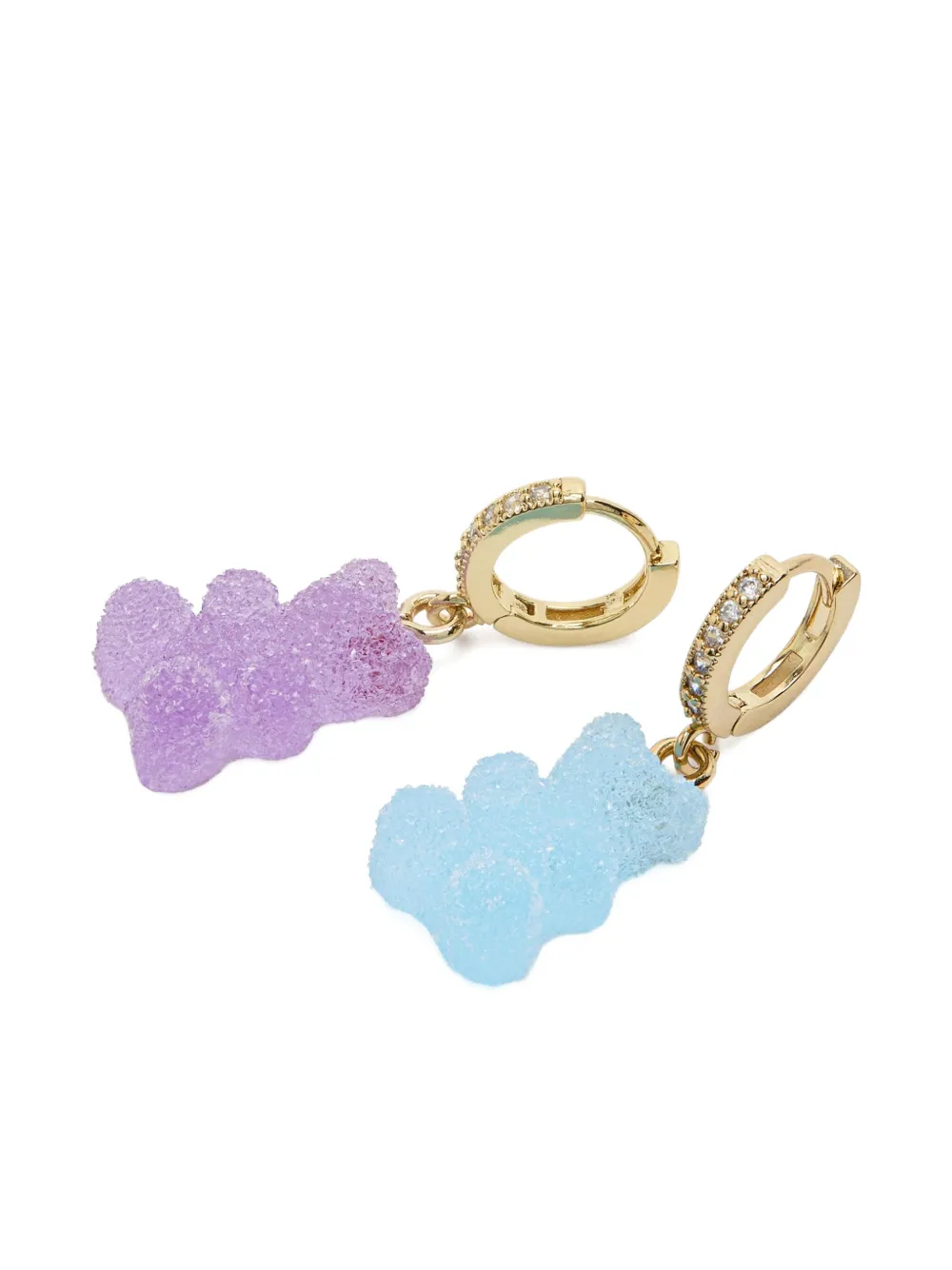 Crystal Haze Fizzy oorbellen met beer - Goud