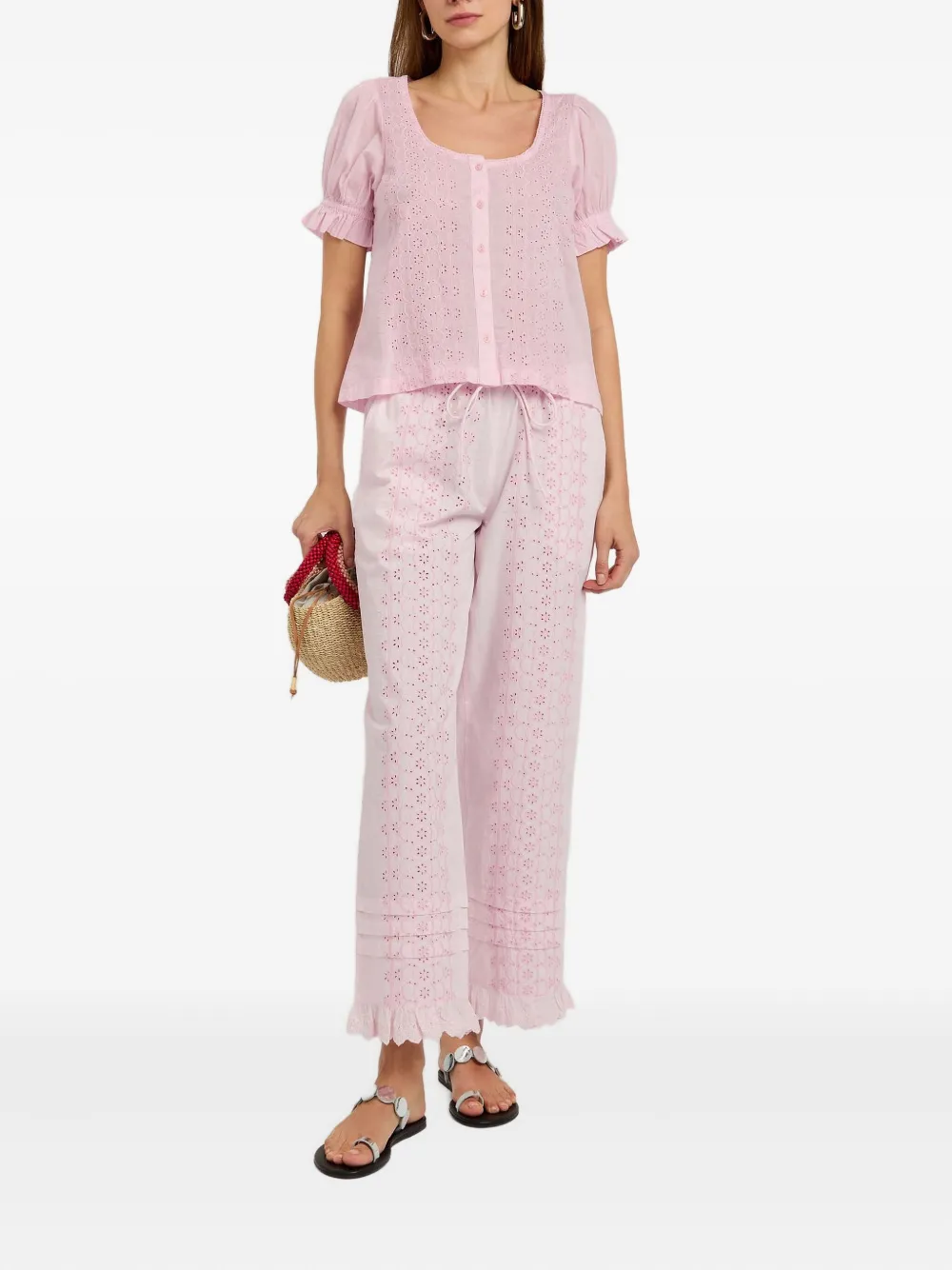 Damson Madder Lucinda Broderie Trousers In Pink