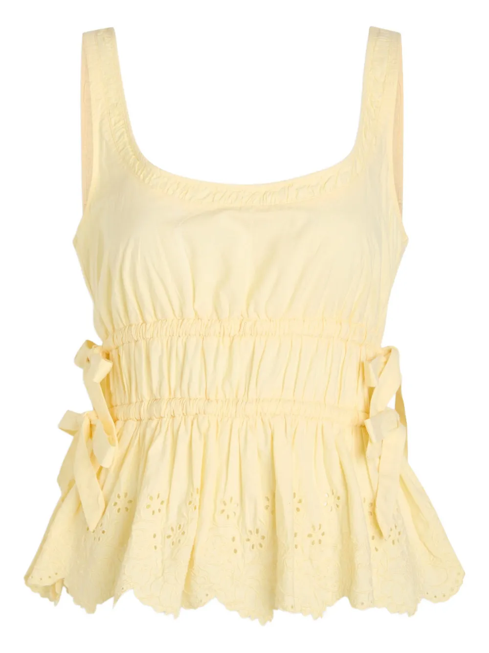 DAMSON MADDER Jade eyelet tie top - Giallo