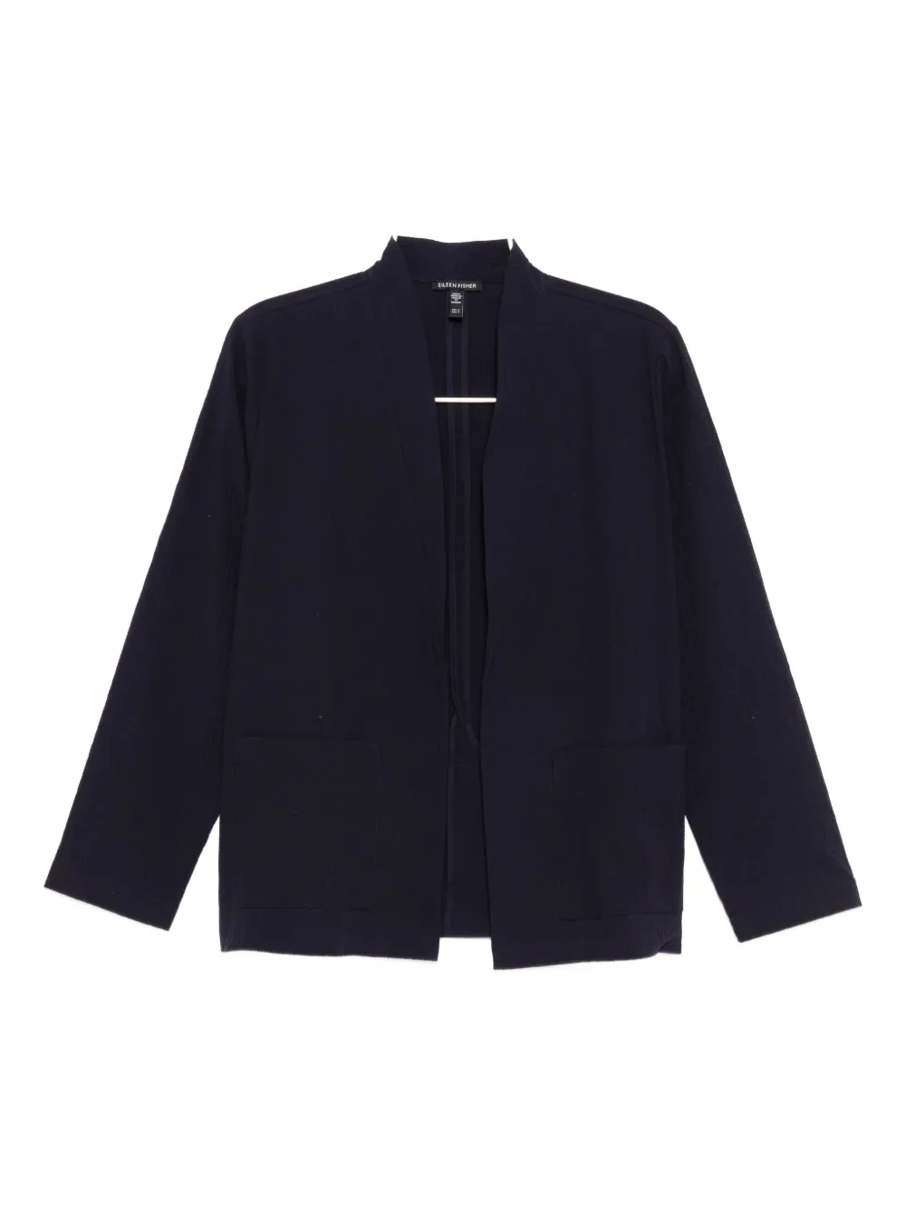 Eileen Fisher Organic Cotton Pucker High Collar Jacket In Blue