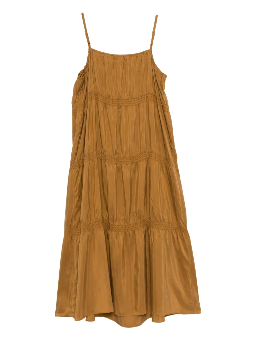 Eileen Fisher Gesmockte zijden jurk - Bruin