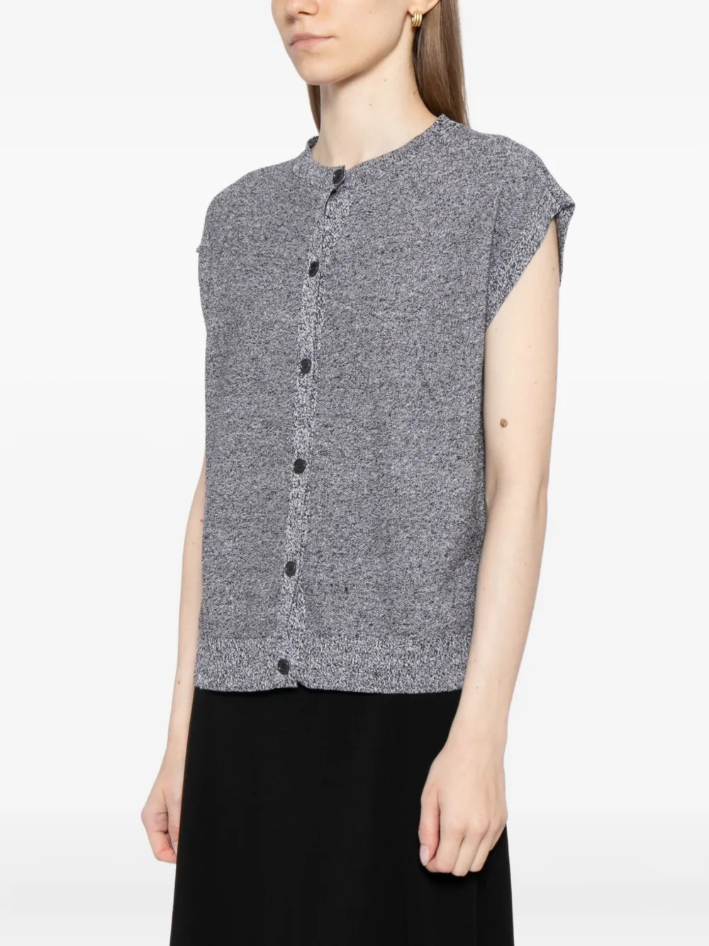 Eileen Fisher Sleeveless Cardigan In Gray