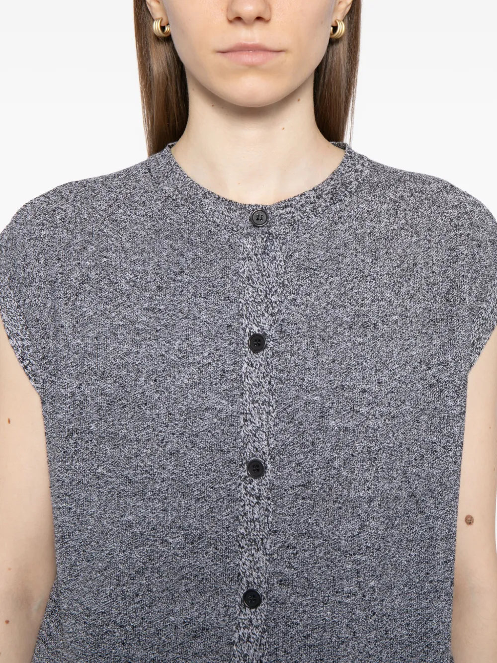 Eileen Fisher Sleeveless Cardigan In Gray