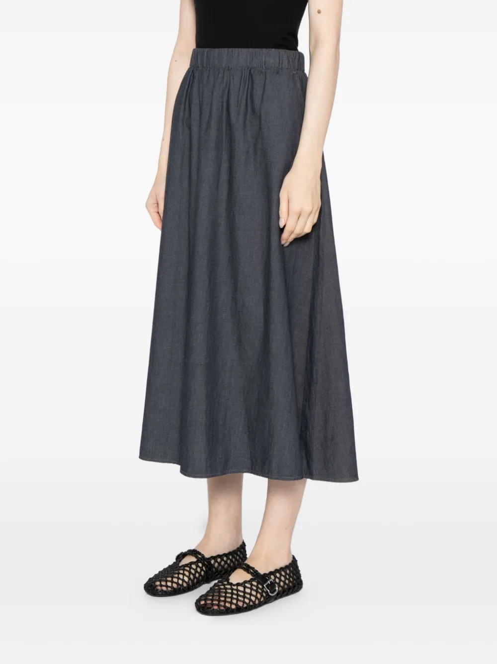 Eileen Fisher Cotton Midi Skirt In Gray