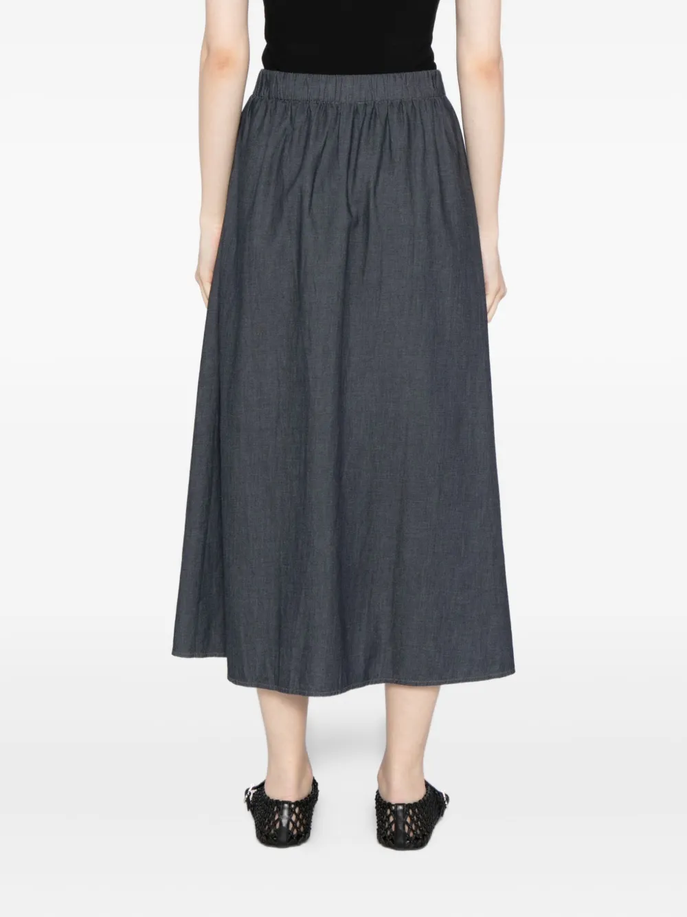 Eileen Fisher Cotton Midi Skirt In Gray