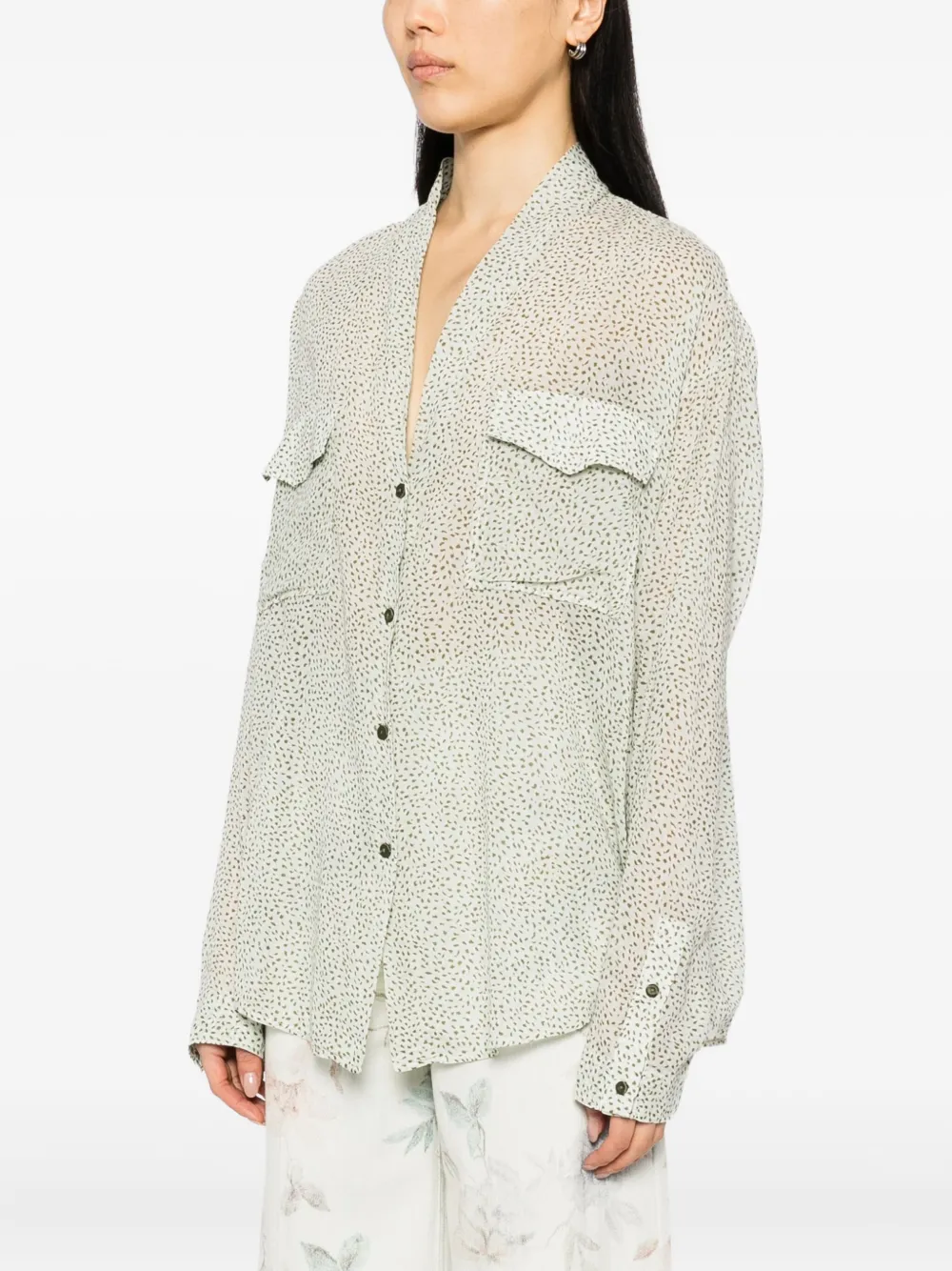 Forte Voile blouse met print Groen