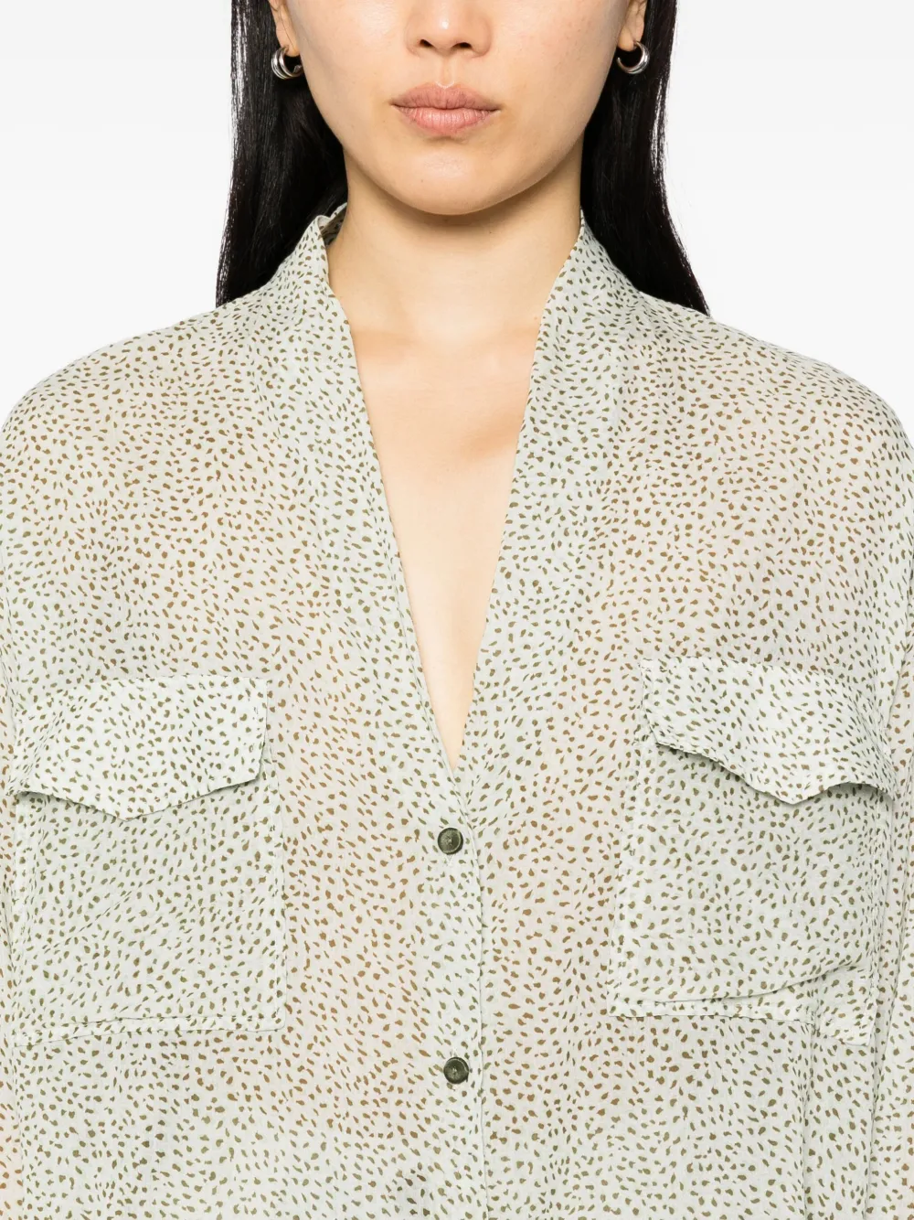 Forte Voile blouse met print Groen