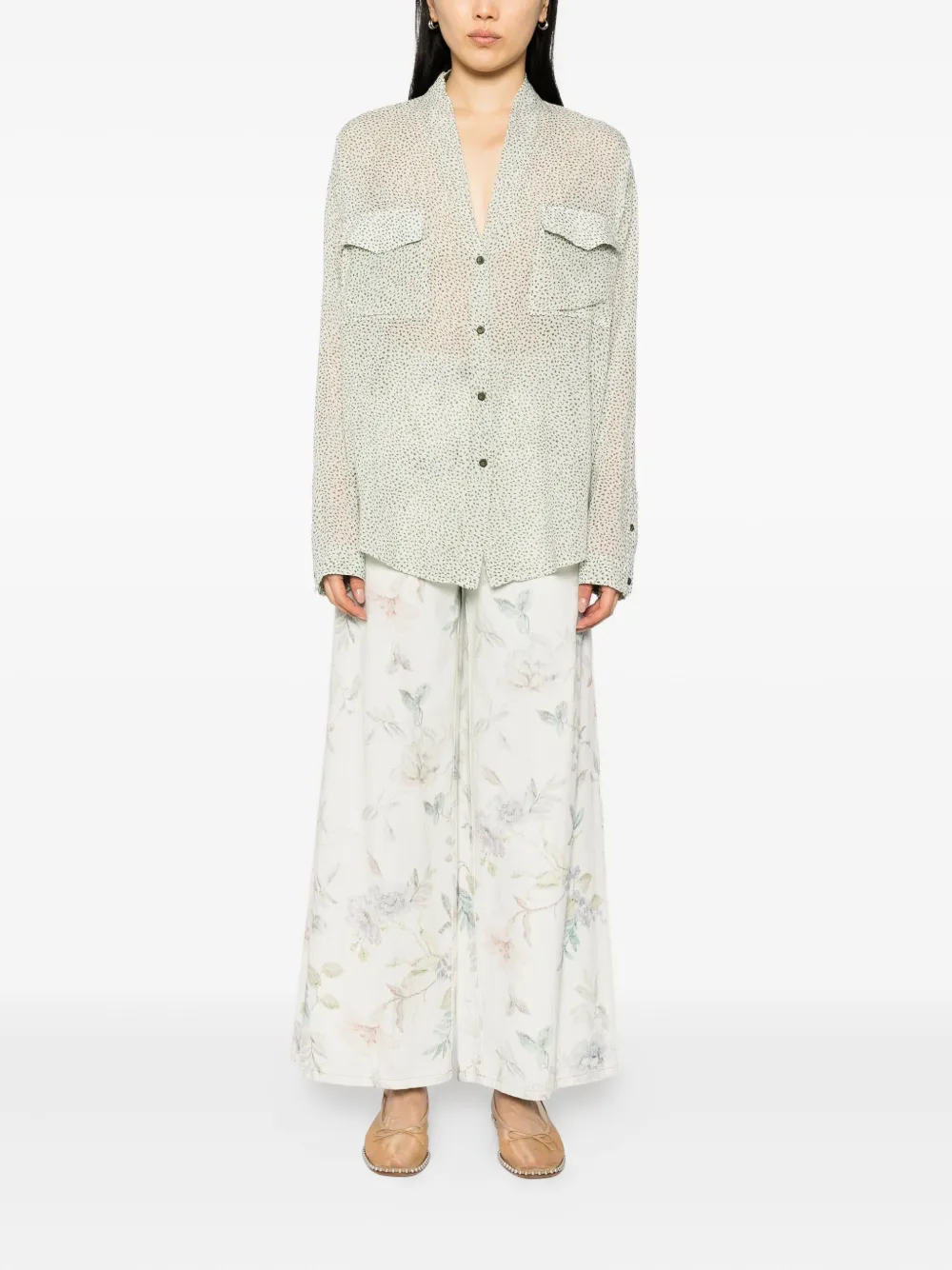 Forte Forte Voile blouse met print - Groen