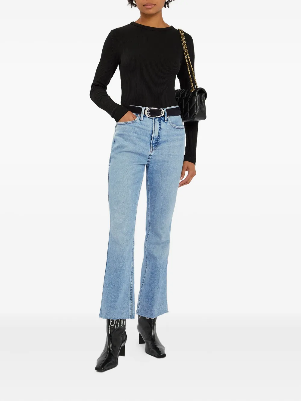 Good American Kick flared jeans met franje - Blauw
