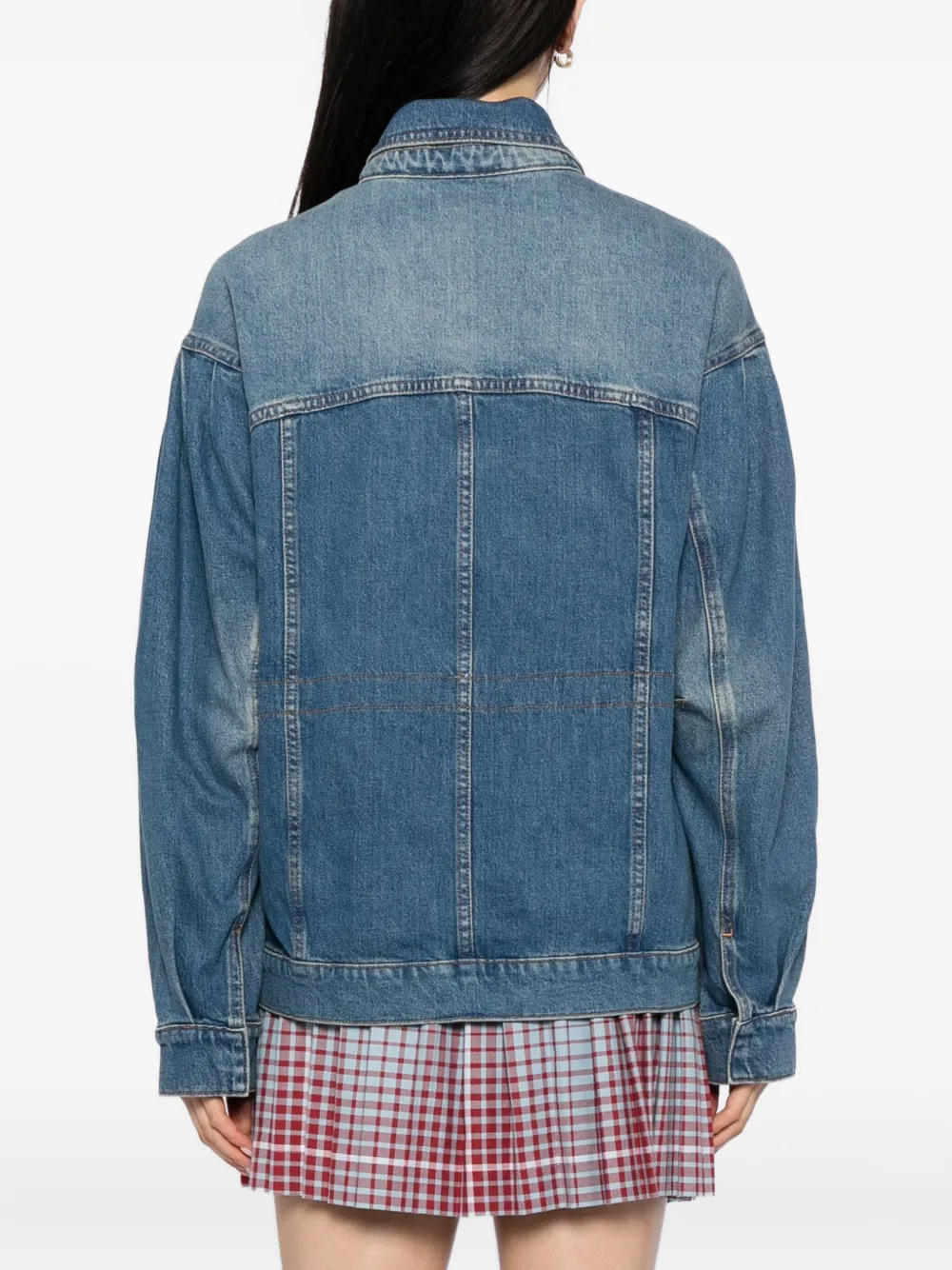 Good American Barrel-sleeve Denim Jacket In Blue