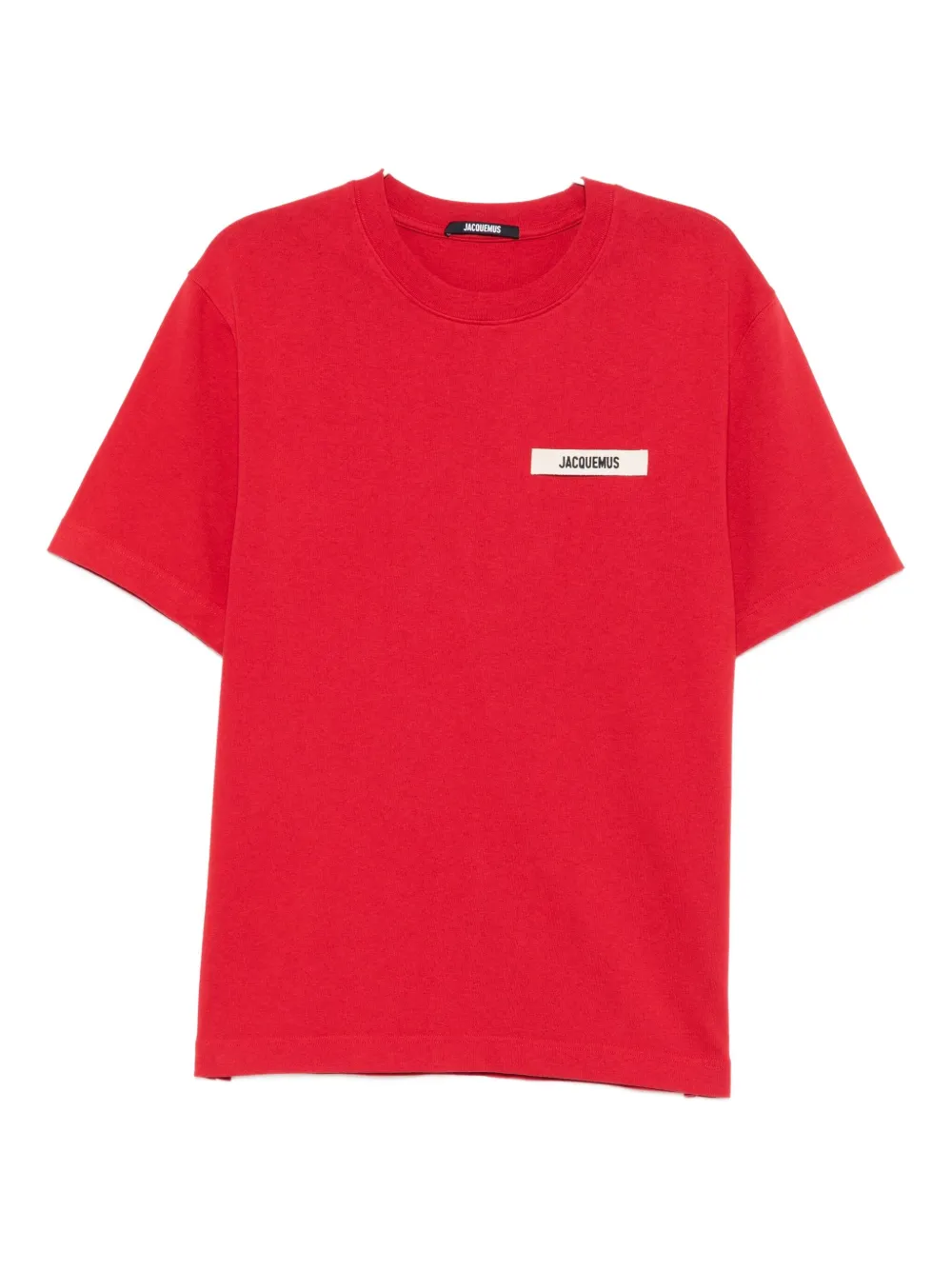Jacquemus Le T-shirt Gros Grain Red T-shirt With Logo Patch On The Front In Cotton Man In Red