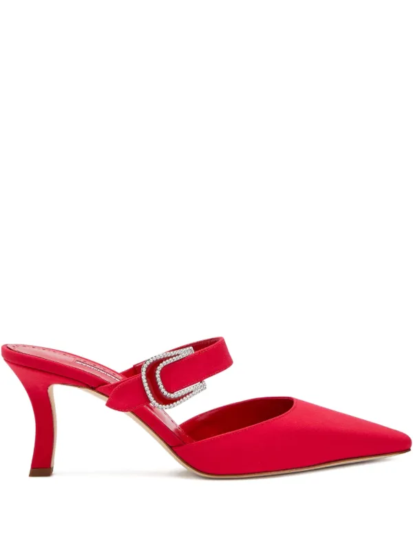 Manolo Blahnik Mules Jabita Con Tacón 70mm Rojo FARFETCH CO