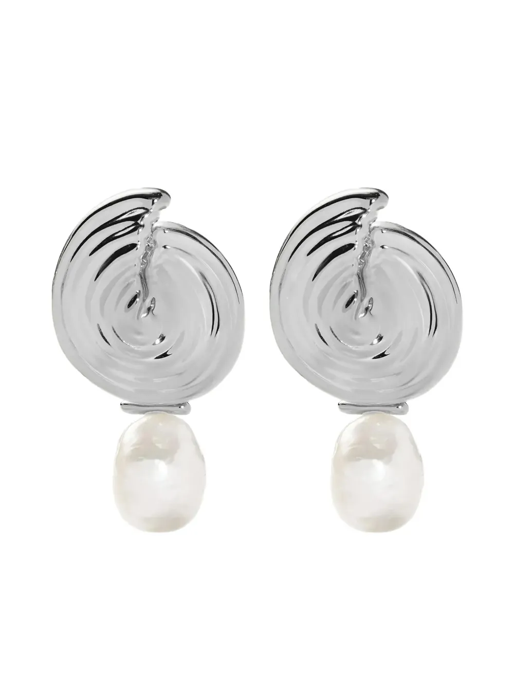 Missoma spiral-design detachable-pearl drop earrings - Argento