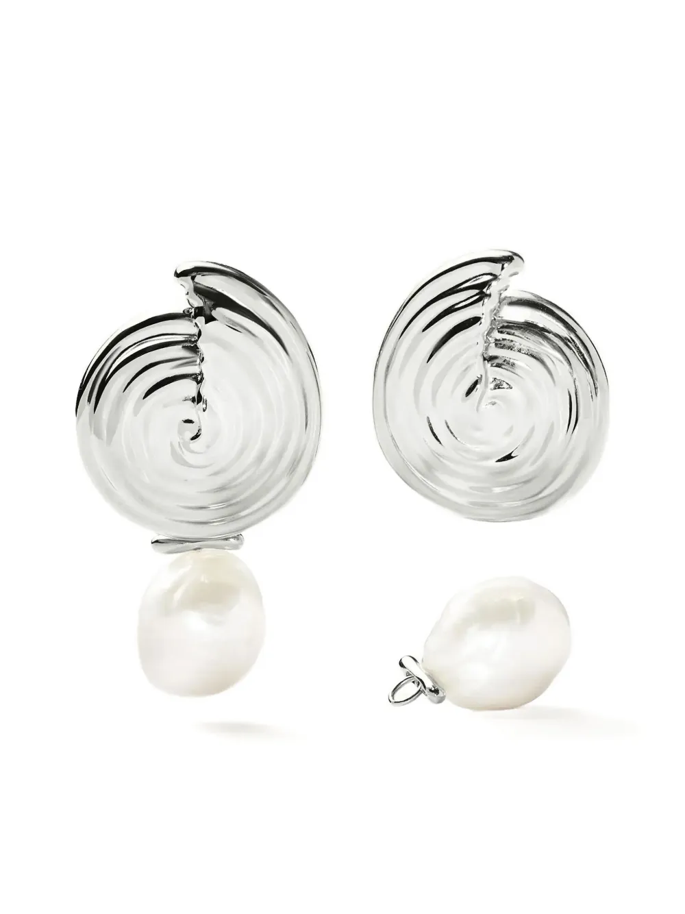 Missoma Spiraal-design oorbellen met afneembare parel - Zilver