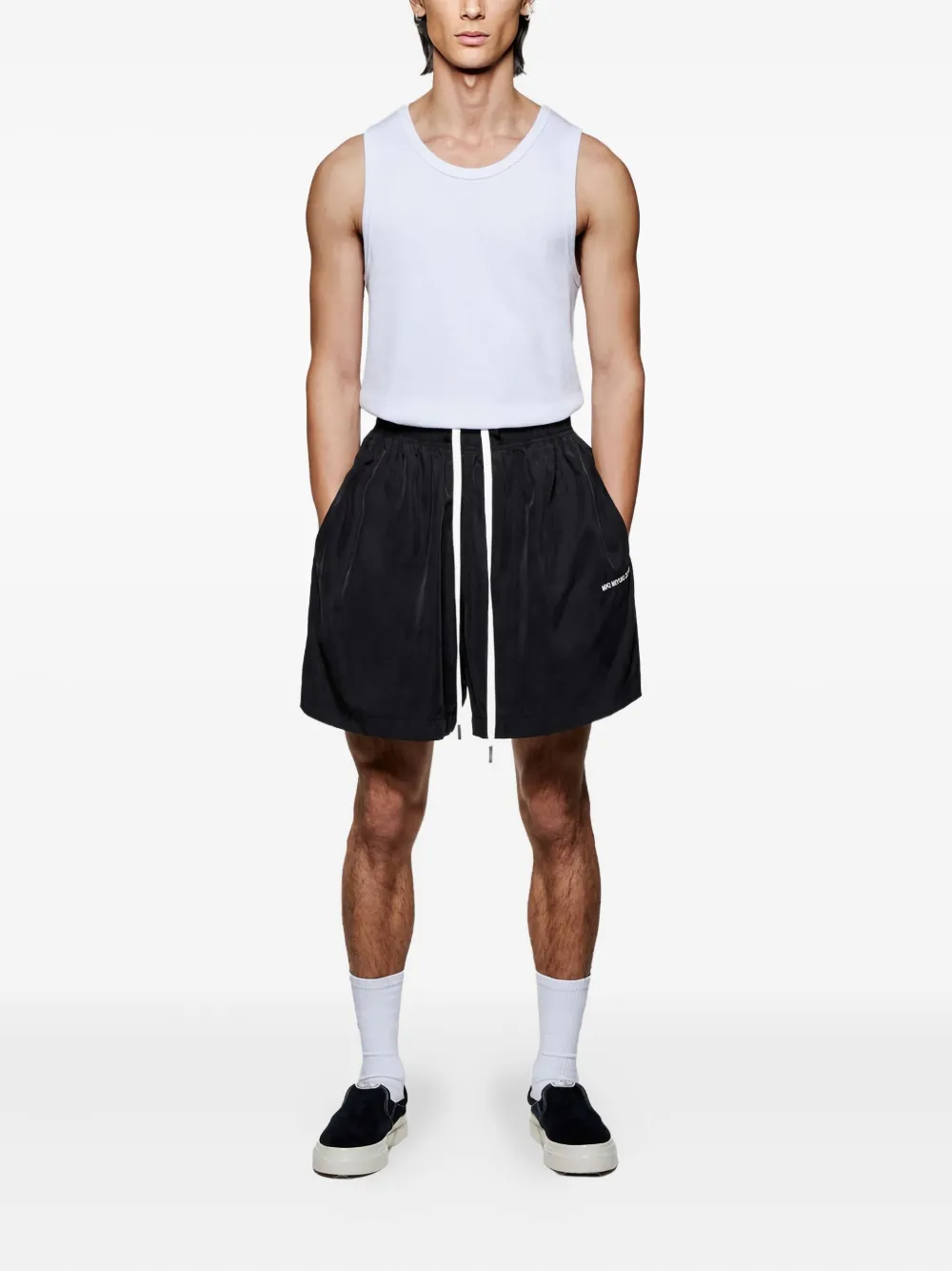 Mki Miyuki Zoku Sandwash Drawstring Shorts In Black