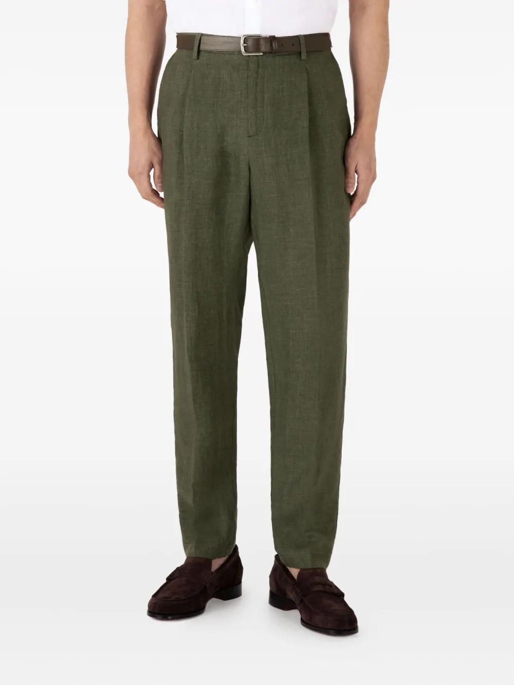 Sunspel Tailored Linen Trousers In Green