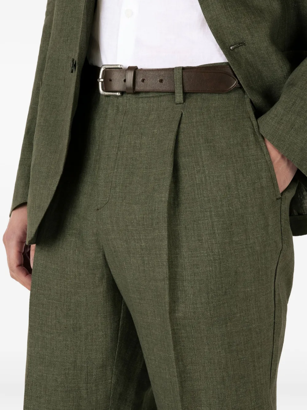 Sunspel Tailored Linen Trousers In Green
