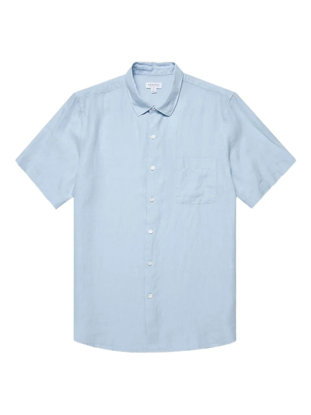 Sunspel Short-sleeve Linen Shirt In Blue