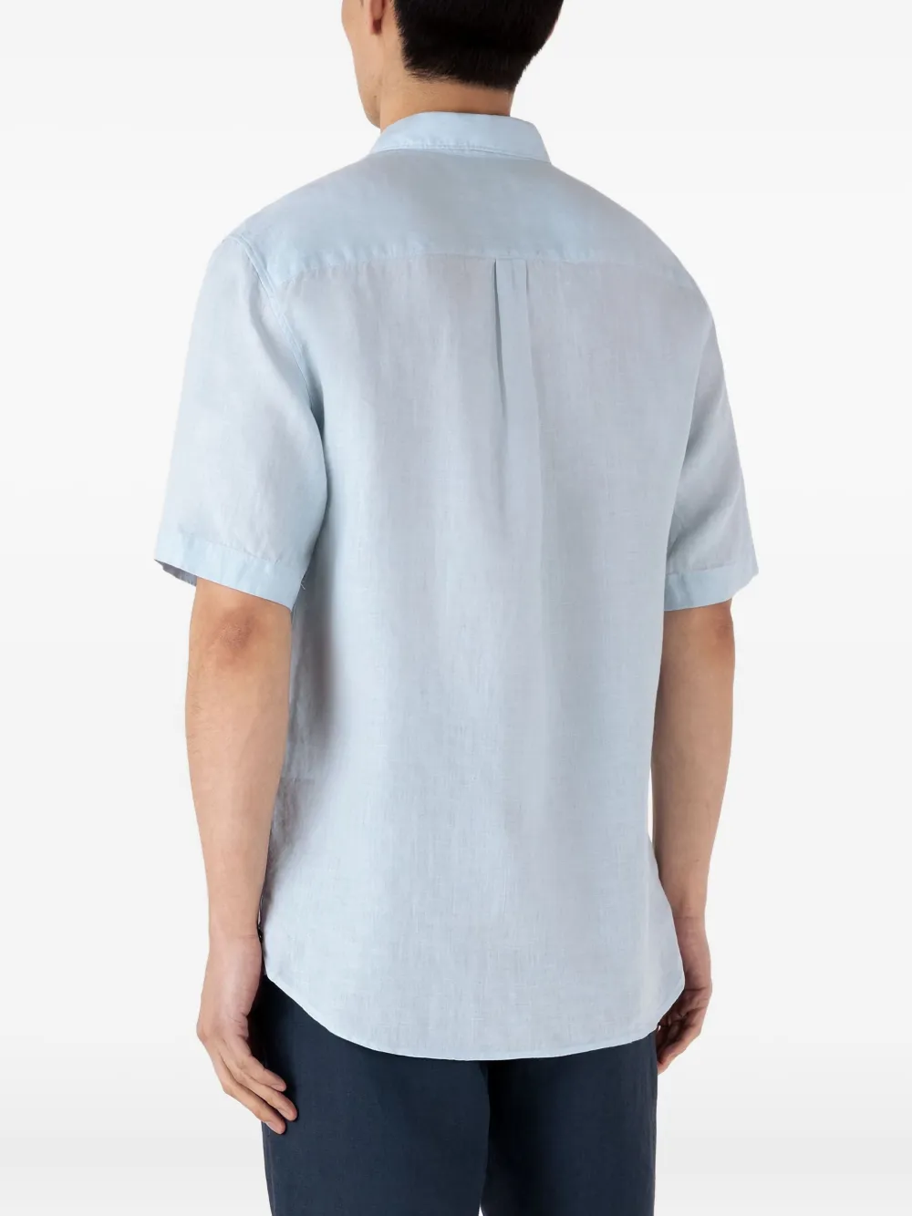 Sunspel Short-sleeve Linen Shirt In Blue