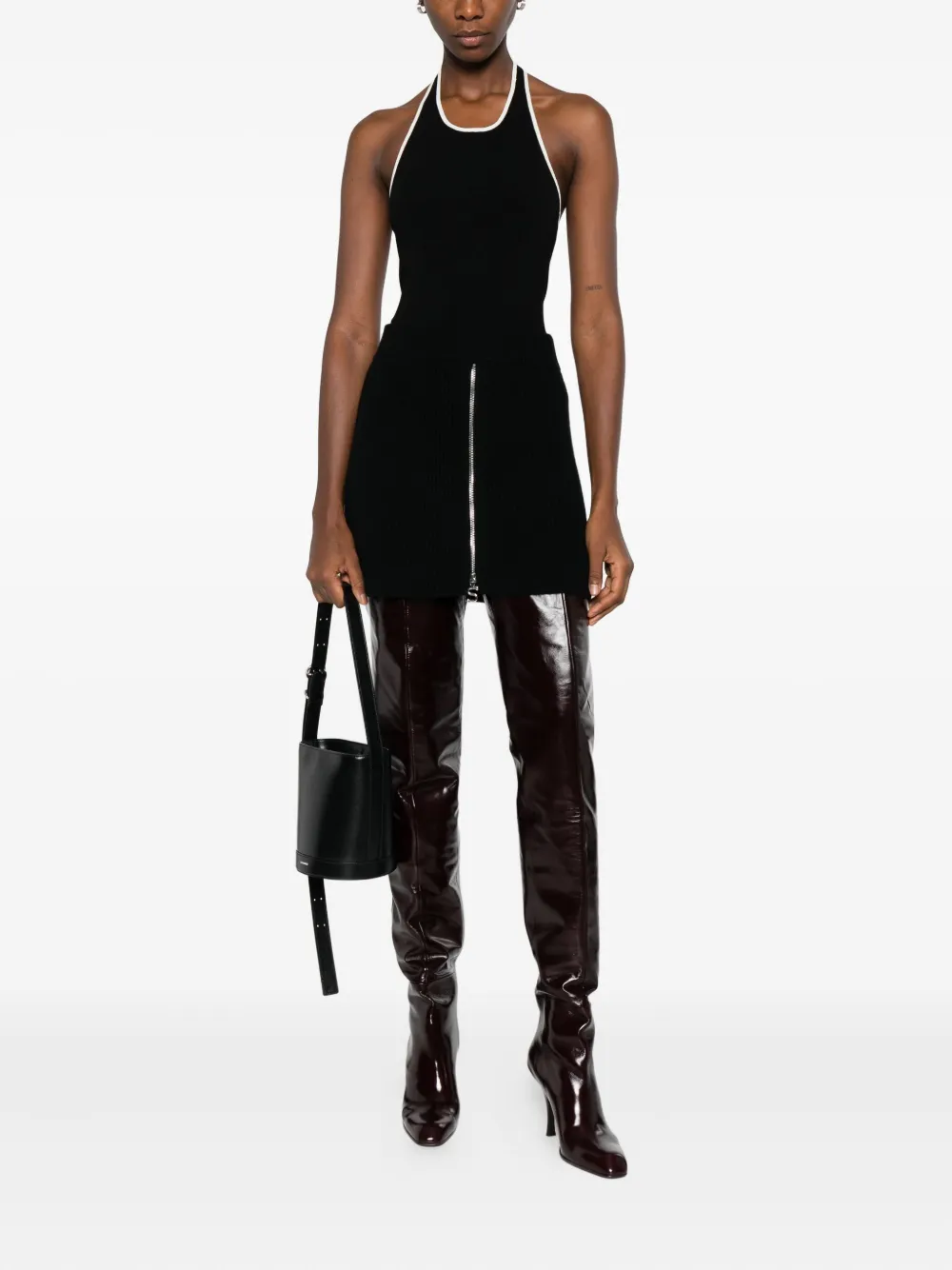 Sportmax Geribbelde mini-rok met rits - Zwart