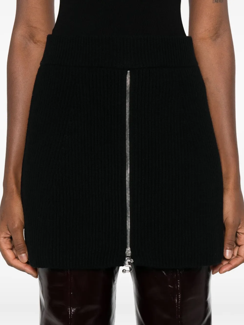 Sportmax Ribbed Zip-front Mini Skirt In Black
