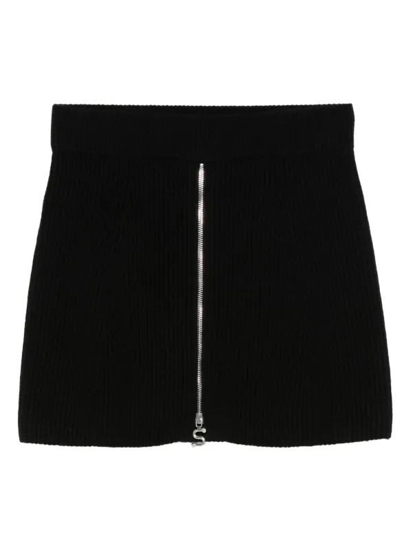 Sportmax Ribbed Zip-front Mini Skirt in Black