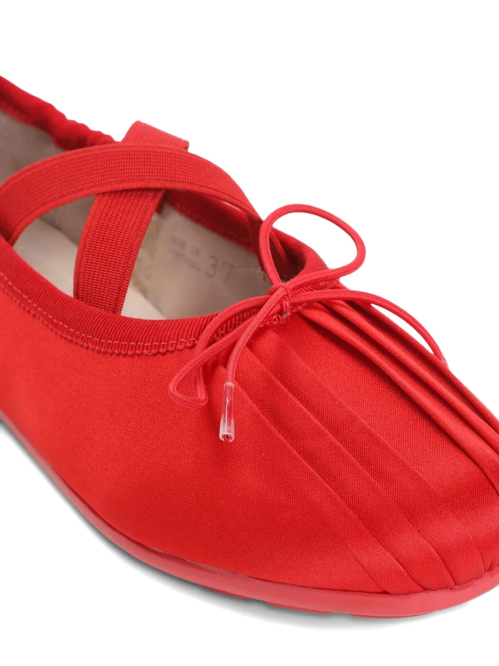Simone Rocha Grip Cross-strap Pleated Ballet Flats In Red