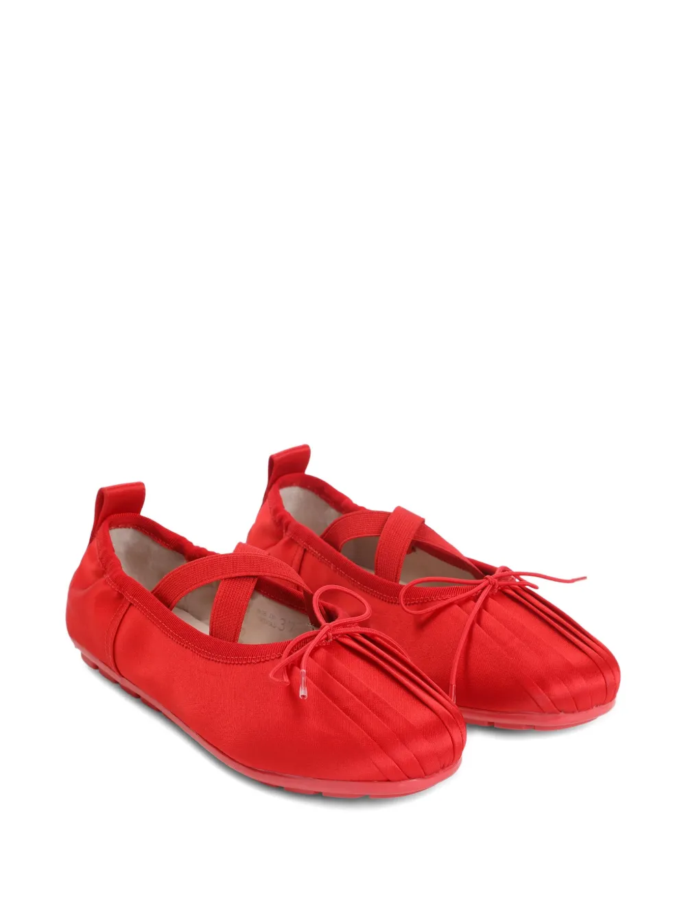 Simone Rocha Grip cross-strap pleated ballet flats - Rood