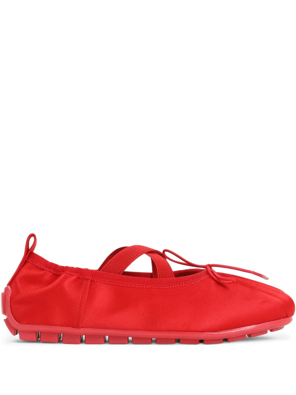 Simone Rocha Grip cross-strap pleated ballet flats Red