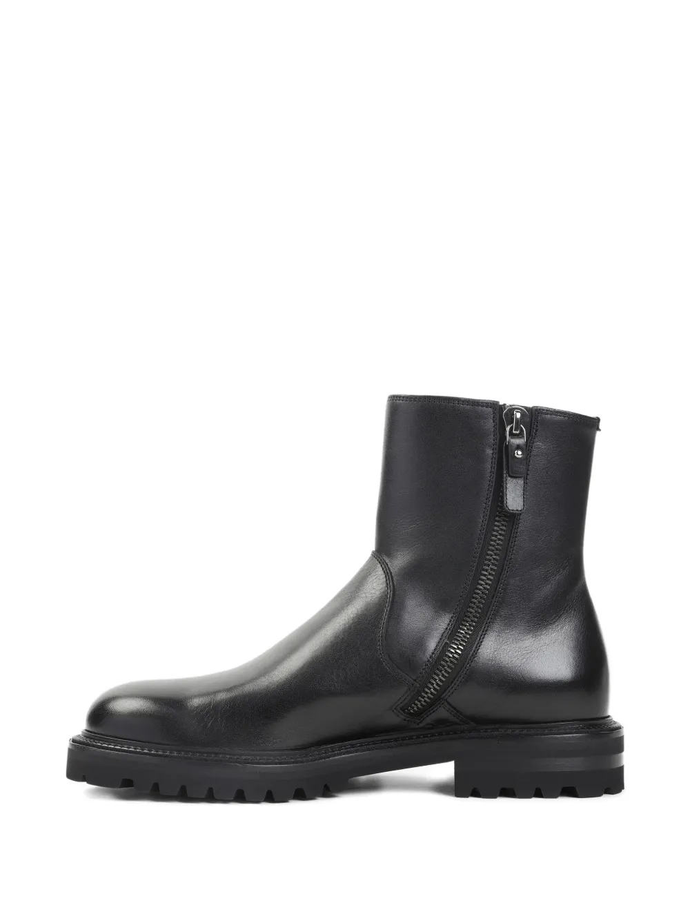 Giorgio Armani zip leather boots Zwart