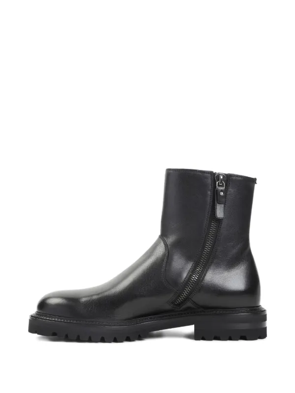 定価80000円ジアボルギーニ LEATHER boots Giorgio Armani Zip Leather Boots | Black | FARFETCH