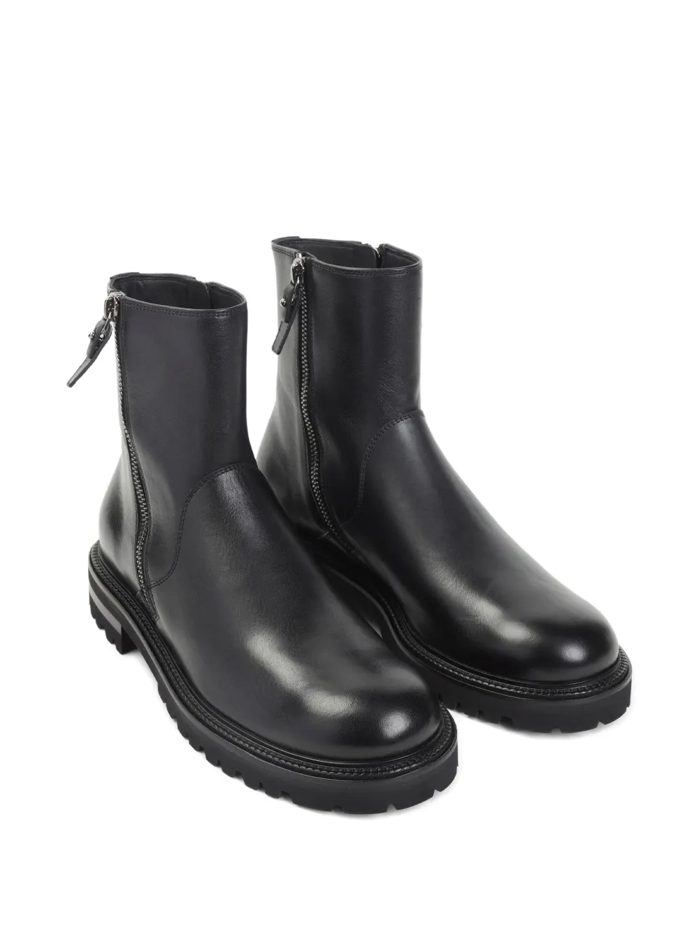 Giorgio Armani zip leather boots Zwart