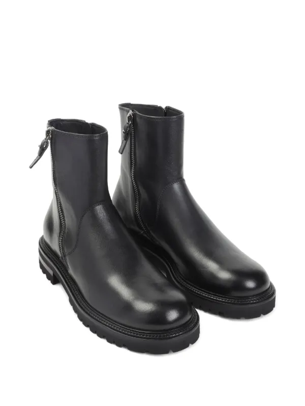 定価80000円ジアボルギーニ LEATHER boots Giorgio Armani Zip Leather Boots | Black | FARFETCH