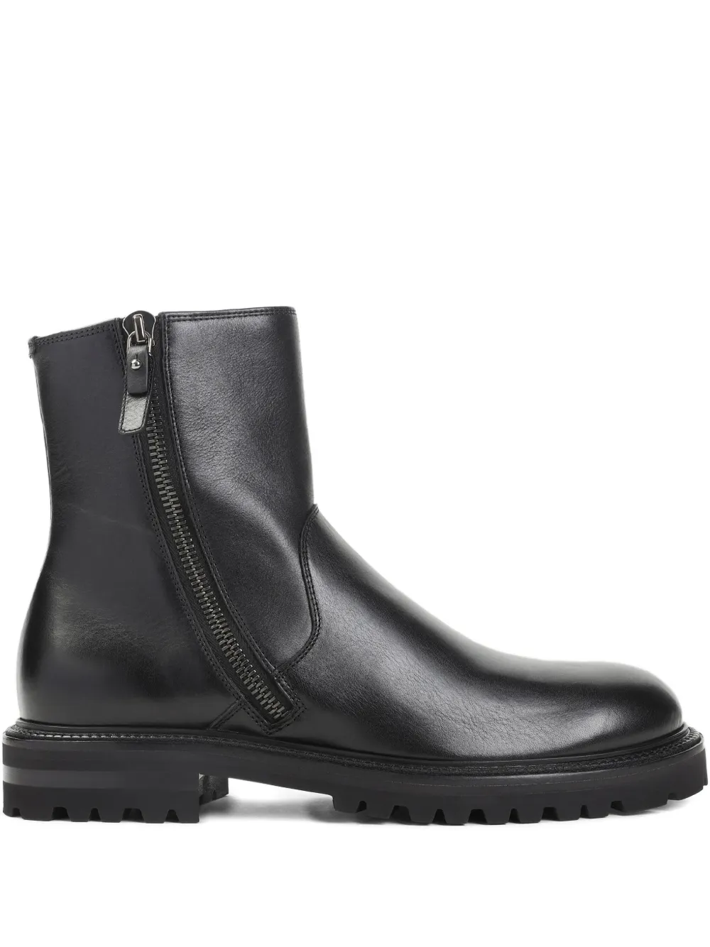 Giorgio Armani zip leather boots Zwart