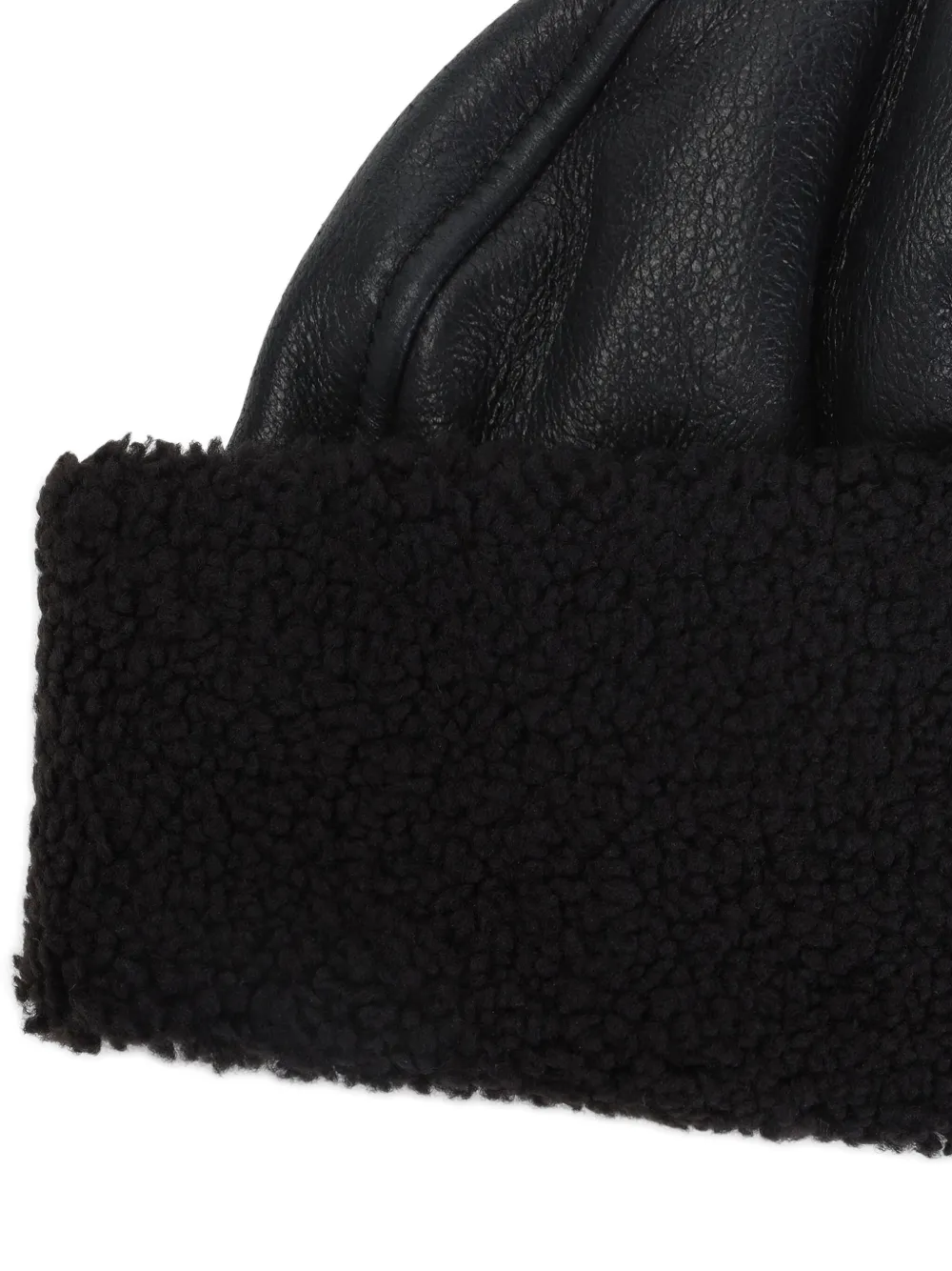 Our Legacy Dome Shaped Faux Leather Hat With Shearling In Black