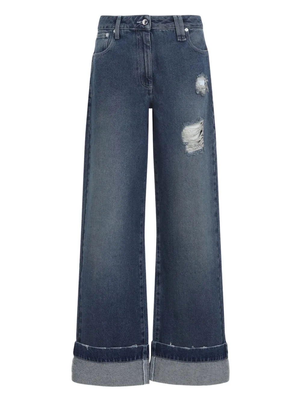Simone Rocha distressed cuffed cotton jeans | Blue | Image 1