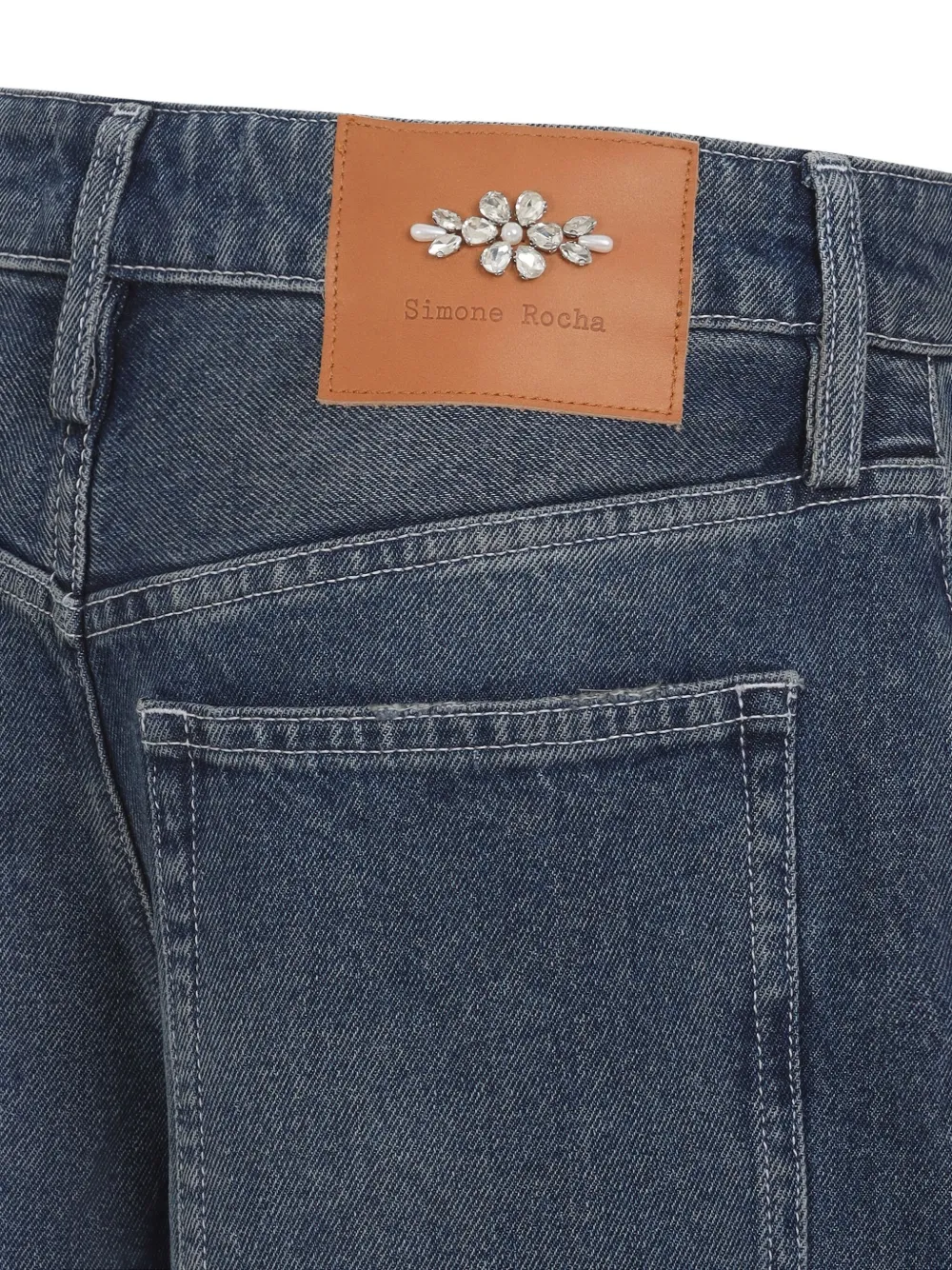 Simone Rocha Gerafelde katoenen jeans Blauw
