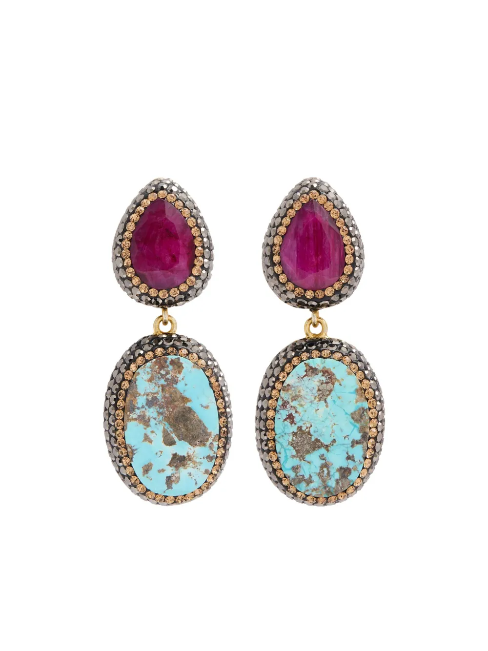 Soru Ruby And Turquoise Earrings In Multi