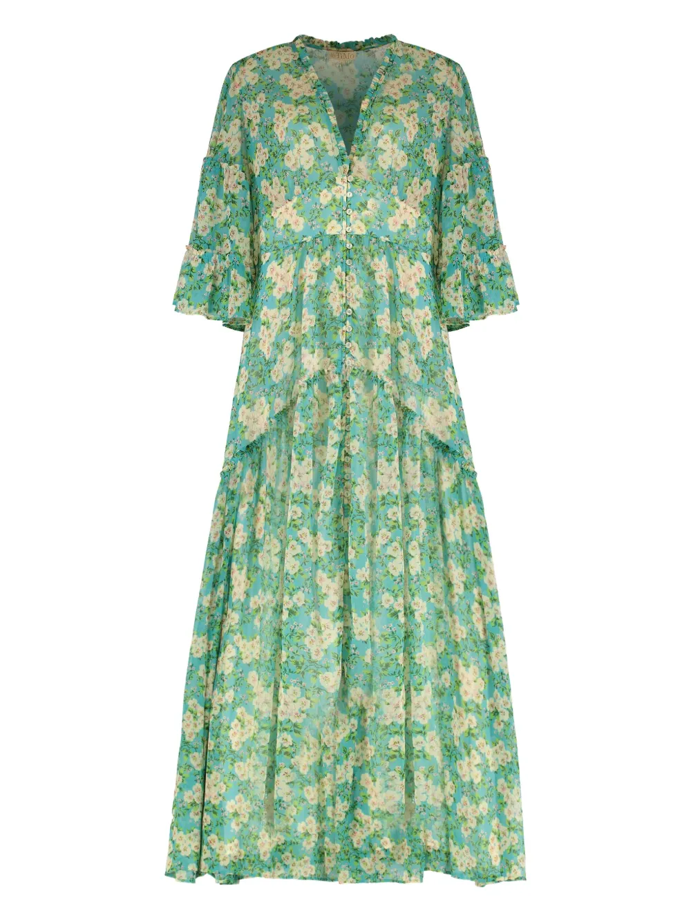 byTiMo ruffled floral maxi dress - Green